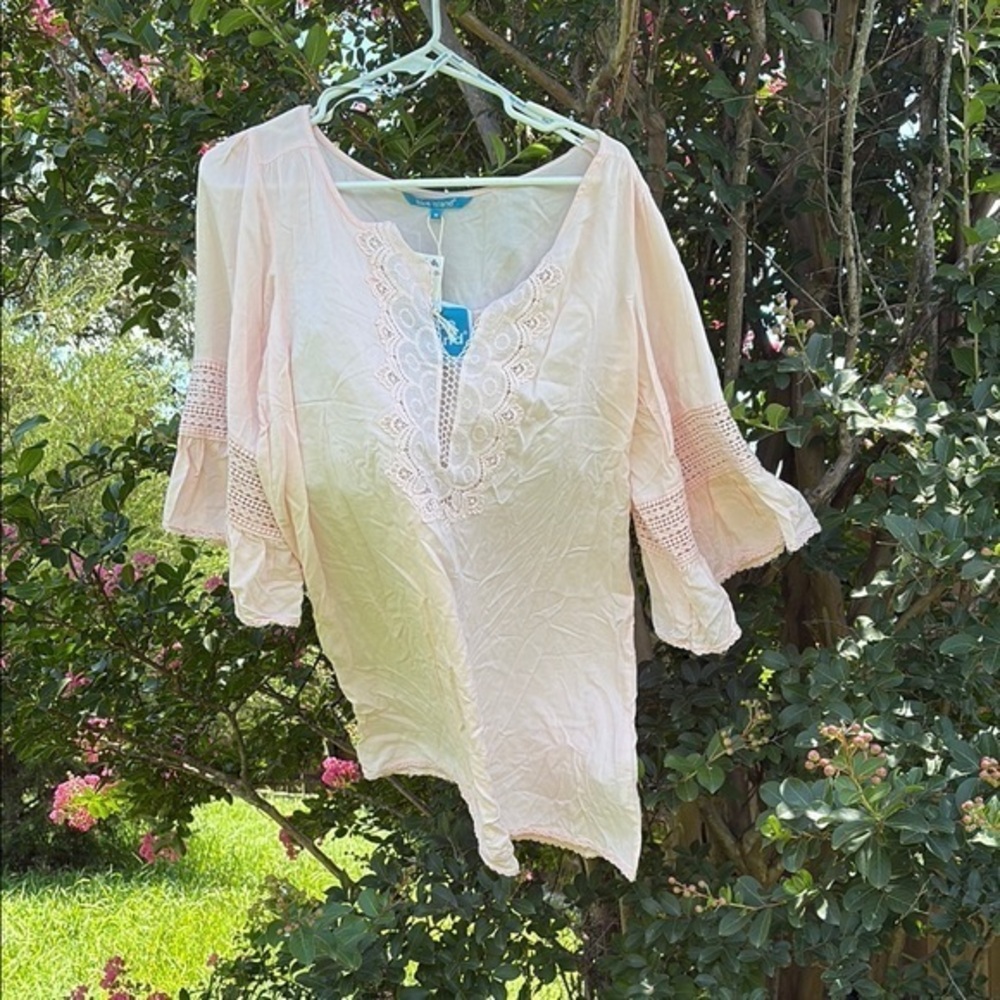 Blue Island Light Pink Lace Blouse - Picture 1 of 6